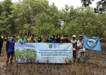 HIMASUPER FPIK UNMUL Melakukan Penanaman 1000 Pohon Mangrove DI Pantai Biru Kersik