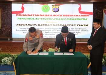 Tingkatkan Kerja Sama Polda Kaltim Tanda Tangani Nota Kesepahaman dengan Pengadilan Tinggi Agama Samarinda