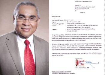 Beredar Surat Pengunduran Diri Isran Noor Sebagai Ketua DPW NasDem Kaltim, Ini Alasannya 