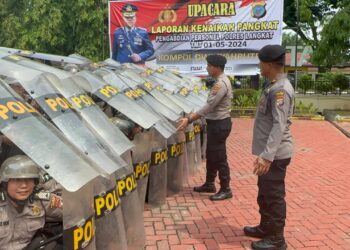 Jelang Pilkada Serentak 2024, Polres Langkat Gelar Latihan Dalmas