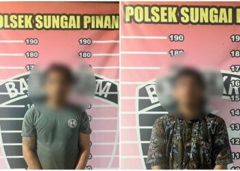 Polsek Sungai Pinang Berhasil Tangkap 2 Pencuri Besi Penutup Drainase