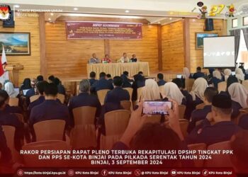 KPU Kota Binjai Gelar Rapat Koordinasi Persiapan Pleno Rekapitulasi Daftar Pemilih Sementara Hasil Perbaikan