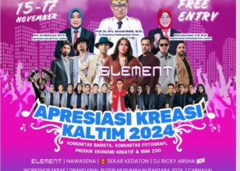 Apresiasi Kreasi Kaltim Akan Hadir, Grup Band Element dan Hiburan Budaya Siap Semarakkan Acara