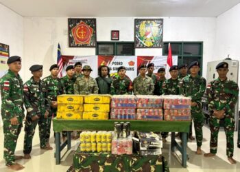 Satgas Pamtas Yonkav 13/SL Gagalkan Penyelundupan 576 Kaleng Miras Ilegal di Perbatasan Nunukan