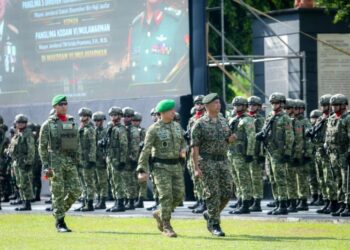 Perkuat Kerja Sama Militer Serumpun, Kodam VI/Mlw Sambut Kunjungan Panglima 5 Divisyen Tentera Darat Malaysia