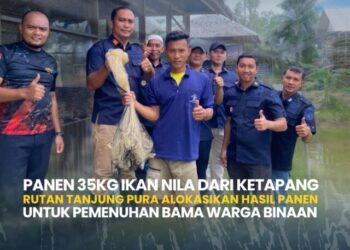 Panen 35 kilogram ikan Nila Dari Lahan Ketapang , Rutan Tanjung Pura Alokasikan Hasil Panen untuk Pemenuhan BAMA Warga Binaan