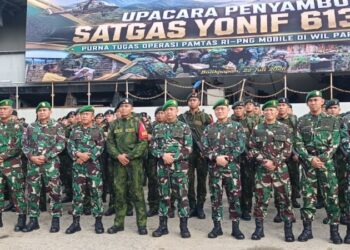 Pangdam VI/Mulawarman Sambut Kepulangan 450 Prajurit Yonif 613/Raja Alam, Apresiasi Keberhasilan Satgas Pamtas RI–PNG