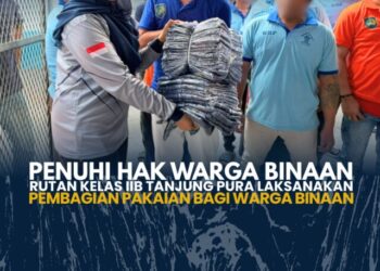 Penuhi Hak Warga Binaan Rutan Kelas IIB Tanjung Pura Laksanakan Pembagian Pakaian Bagi Warga Binaan