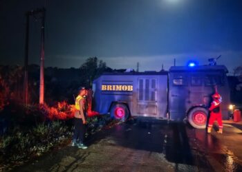 Brimob Polda Kaltim Kerahkan Tim Respons Bencana dan AWC Padamkan Kebakaran Lahan di Kariangau