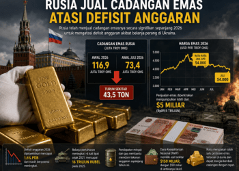 Rusia Kurangi Cadangan Emas di Tengah Tekanan Defisit Anggaran Akibat Perang