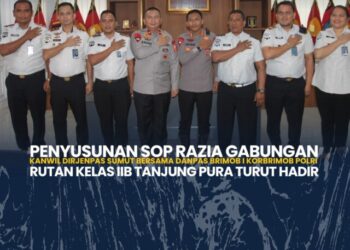 PENYUSUNAN SOP RAZIA GABUNGAN KANWIL DIRJENPAS SUMUT BERSAMA DANPAS BRIMOB I KORBRIMOB POLRI,RUTAN KELAS IIB tANJUNG PURA TURUT HADIR