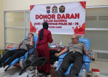 Sambut HUT ke-75 Humas Polri, Polres Paser Gelar Donor Darah